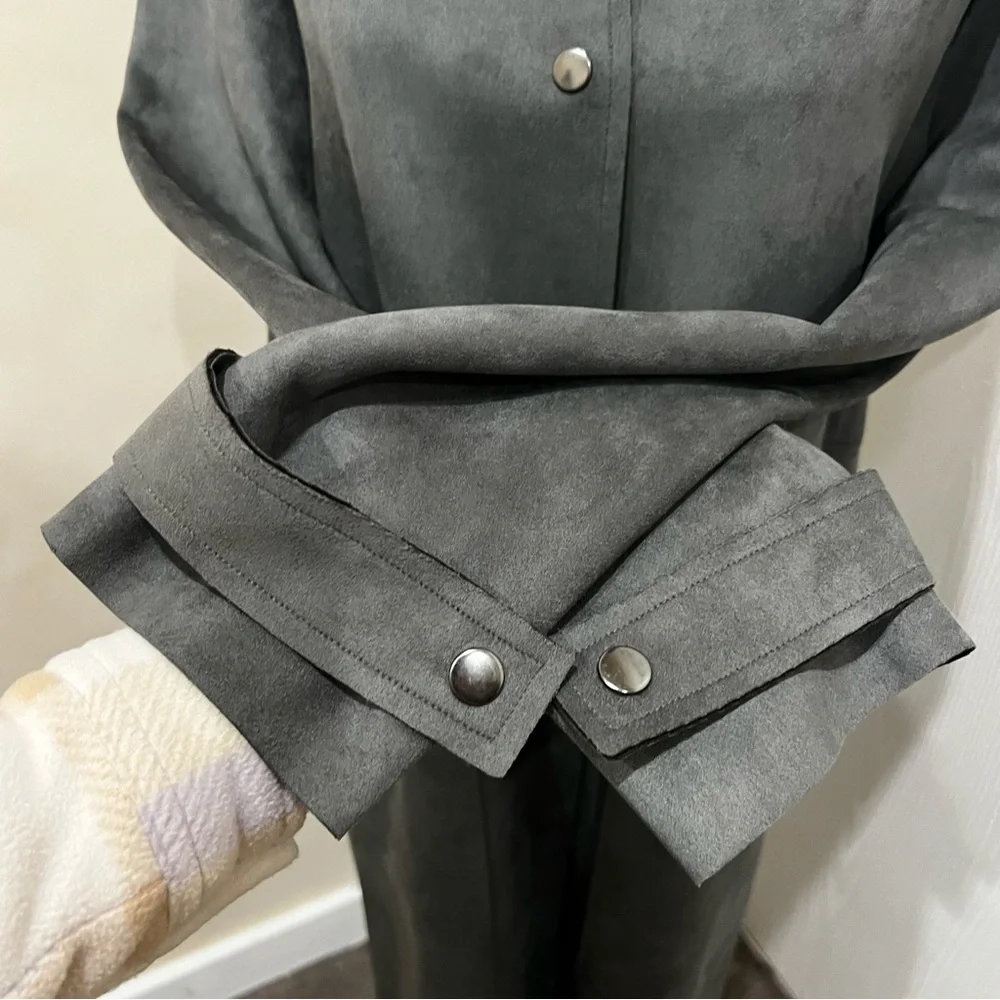 NWT Tahari Faux Suede Long Jacket Coat